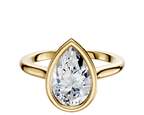 18K Yellow Gold Bezel Full Bezel North/South Cathedral Dome 2.0mm Engagement Ring