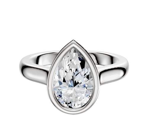 14K White Gold Bezel Full Bezel North/South Cathedral Dome 3.0mm Engagement Ring