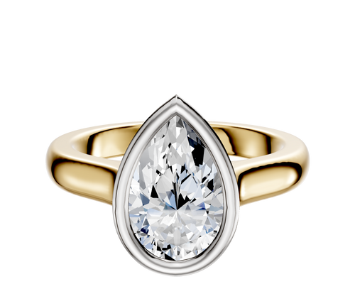 18K Two Tone Bezel Full Bezel North/South Cathedral Dome 3.0mm Engagement Ring