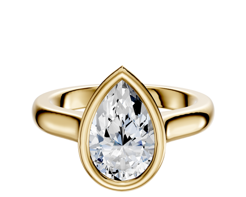18K Yellow Gold Bezel Full Bezel North/South Cathedral Dome 3.0mm Engagement Ring