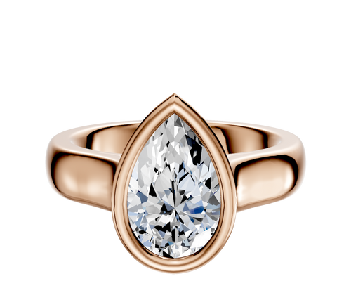 18K Rose Gold Bezel Full Bezel North/South Cathedral Dome 4.0mm Engagement Ring
