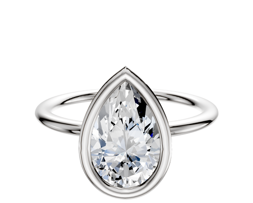 18K White Gold Bezel Full Bezel North/South Classic Dome 1.5mm Engagement Ring