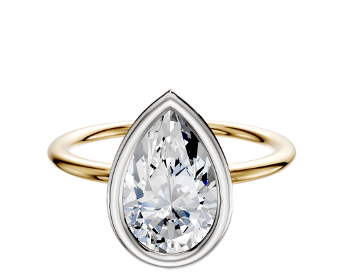 18K Two Tone Bezel Full Bezel North/South Classic Dome 1.5mm Engagement Ring