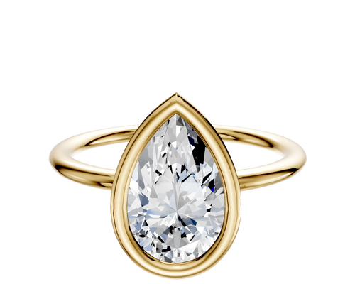 14K Yellow Gold Bezel Full Bezel North/South Classic Dome 1.5mm Engagement Ring