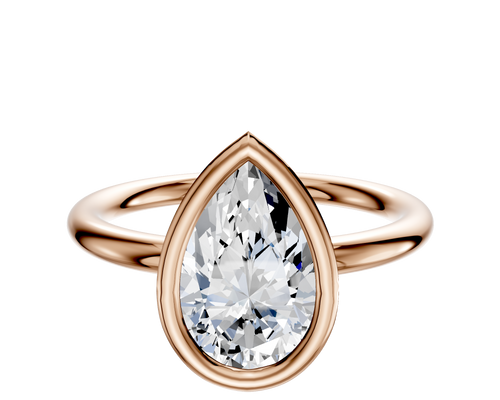 18K Rose Gold Bezel Full Bezel North/South Classic Dome 2.0mm Engagement Ring