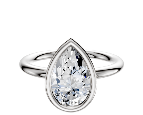 14K White Gold Bezel Full Bezel North/South Classic Dome 2.0mm Engagement Ring