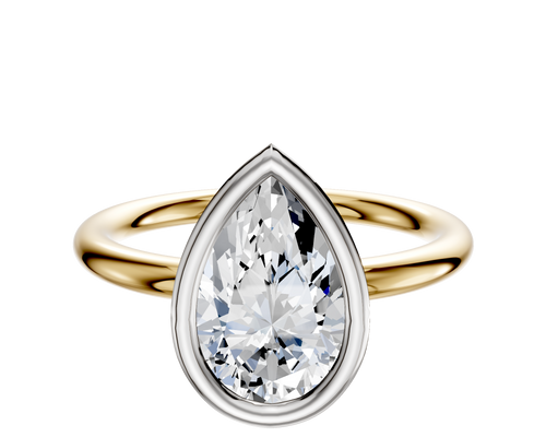 18K Two Tone Bezel Full Bezel North/South Classic Dome 2.0mm Engagement Ring