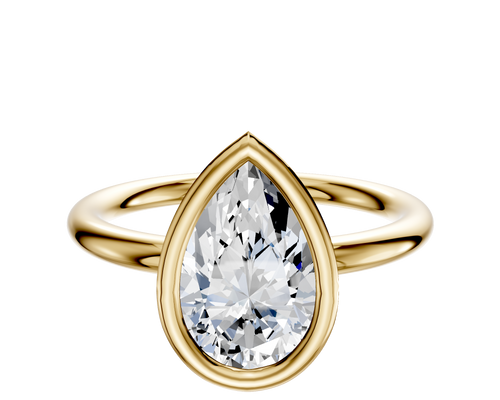 18K Yellow Gold Bezel Full Bezel North/South Classic Dome 2.0mm Engagement Ring