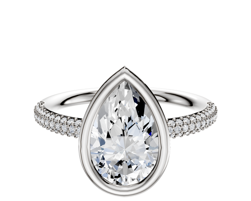 Platinum Bezel Full Bezel North/South Classic Dome 3-Row-Pave 2.0mm Engagement Ring