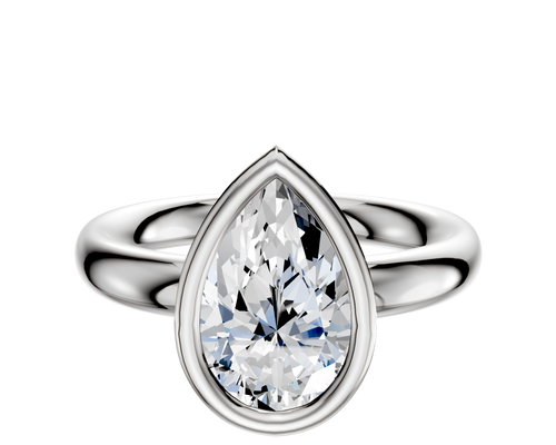 18K White Gold Bezel Full Bezel North/South Classic Dome 3.0mm Engagement Ring