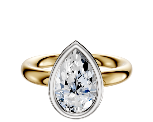 18K Two Tone Bezel Full Bezel North/South Classic Dome 3.0mm Engagement Ring
