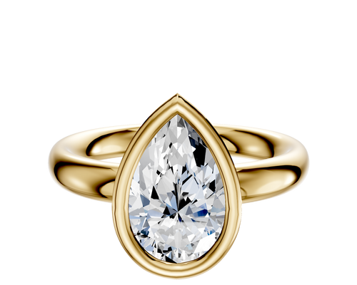 14K Yellow Gold Bezel Full Bezel North/South Classic Dome 3.0mm Engagement Ring