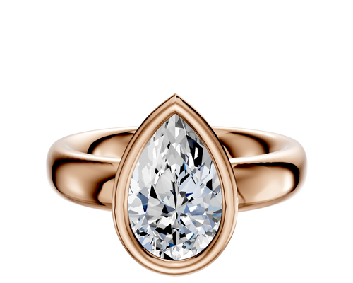 18K Rose Gold Bezel Full Bezel North/South Classic Dome 4.0mm Engagement Ring