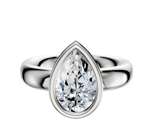 18K White Gold Bezel Full Bezel North/South Classic Dome 4.0mm Engagement Ring