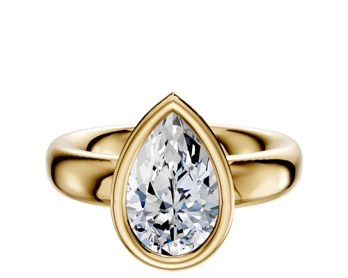 18K Yellow Gold Bezel Full Bezel North/South Classic Dome 4.0mm Engagement Ring