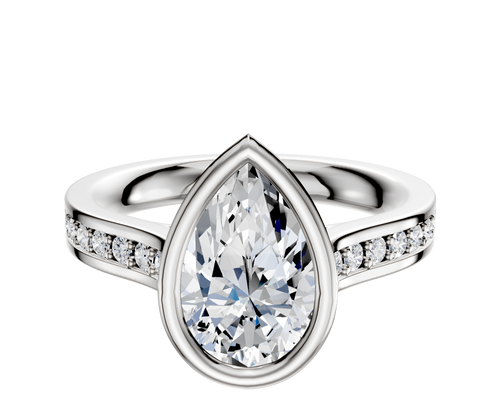 Platinum Bezel Full Bezel North/South Cathedral Flat 1-Row-Pave 2.5mm Engagement Ring