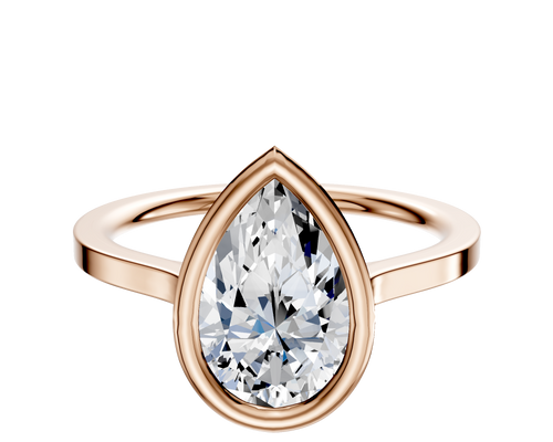 18K Rose Gold Bezel Full Bezel North/South Cathedral Flat 1.5mm Engagement Ring