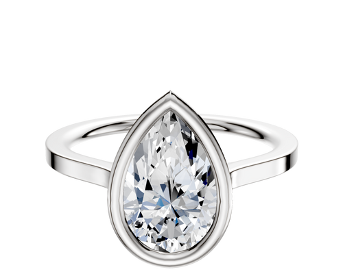 14K White Gold Bezel Full Bezel North/South Cathedral Flat 1.5mm Engagement Ring