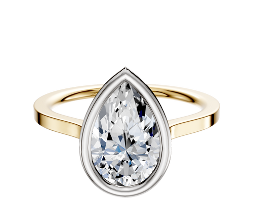 18K Two Tone Bezel Full Bezel North/South Cathedral Flat 1.5mm Engagement Ring