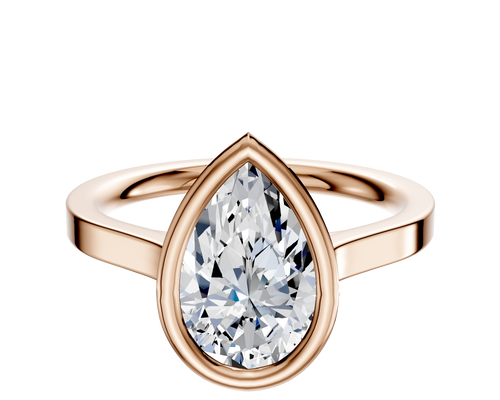 14K Rose Gold Bezel Full Bezel North/South Cathedral Flat 2.0mm Engagement Ring