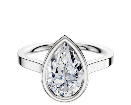 14K White Gold Bezel Full Bezel North/South Cathedral Flat 2.0mm Engagement Ring