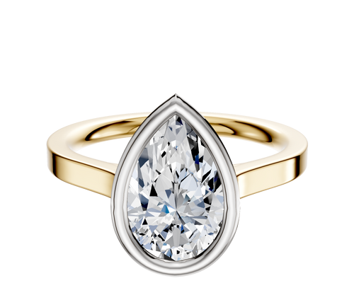 18K Two Tone Bezel Full Bezel North/South Cathedral Flat 2.0mm Engagement Ring