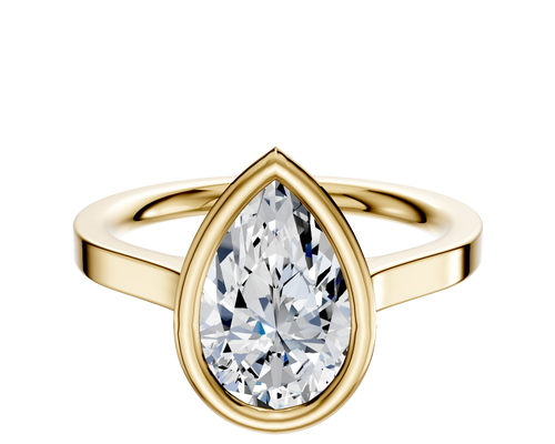 18K Yellow Gold Bezel Full Bezel North/South Cathedral Flat 2.0mm Engagement Ring