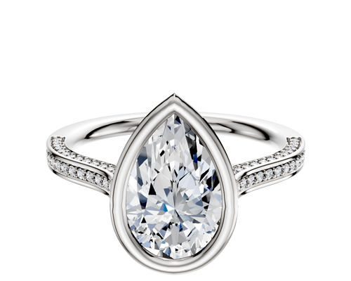 Platinum Bezel Full Bezel North/South Cathedral Flat 3-Row-Pave 2.0mm Engagement Ring