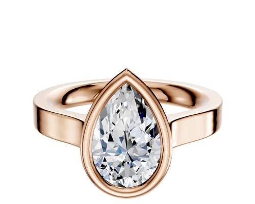 18K Rose Gold Bezel Full Bezel North/South Cathedral Flat 3.0mm Engagement Ring