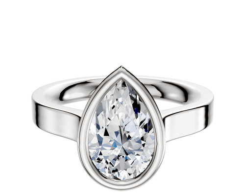 14K White Gold Bezel Full Bezel North/South Cathedral Flat 3.0mm Engagement Ring