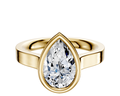 14K Yellow Gold Bezel Full Bezel North/South Cathedral Flat 3.0mm Engagement Ring