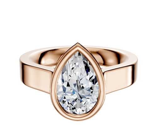 18K Rose Gold Bezel Full Bezel North/South Cathedral Flat 4.0mm Engagement Ring