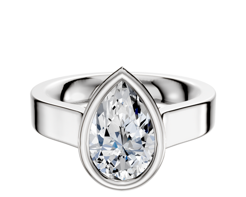 14K White Gold Bezel Full Bezel North/South Cathedral Flat 4.0mm Engagement Ring