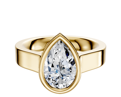 18K Yellow Gold Bezel Full Bezel North/South Cathedral Flat 4.0mm Engagement Ring