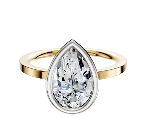14K Two Tone Bezel Full Bezel North/South Classic Flat 1.5mm Engagement Ring
