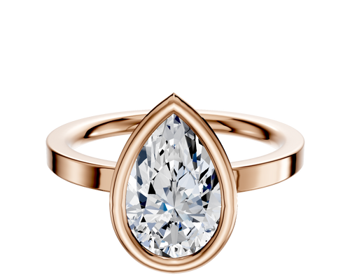 18K Rose Gold Bezel Full Bezel North/South Classic Flat 2.0mm Engagement Ring