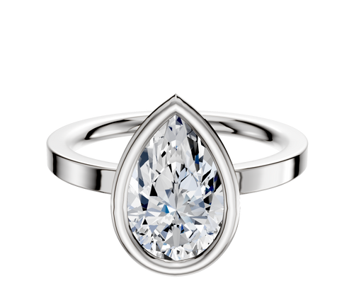 14K White Gold Bezel Full Bezel North/South Classic Flat 2.0mm Engagement Ring