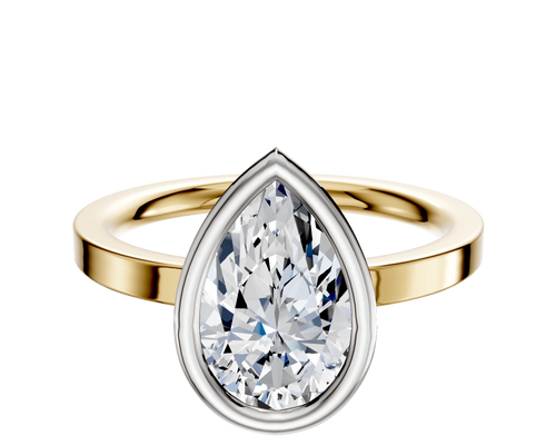 18K Two Tone Bezel Full Bezel North/South Classic Flat 2.0mm Engagement Ring