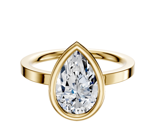 14K Yellow Gold Bezel Full Bezel North/South Classic Flat 2.0mm Engagement Ring