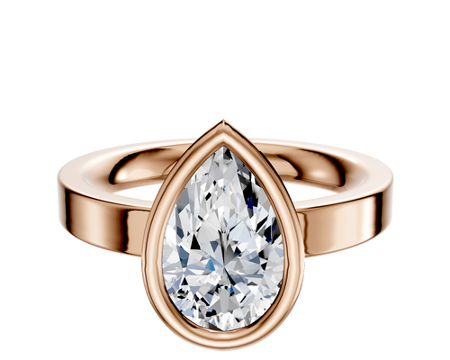 18K Rose Gold Bezel Full Bezel North/South Classic Flat 3.0mm Engagement Ring