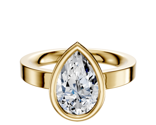18K Yellow Gold Bezel Full Bezel North/South Classic Flat 3.0mm Engagement Ring