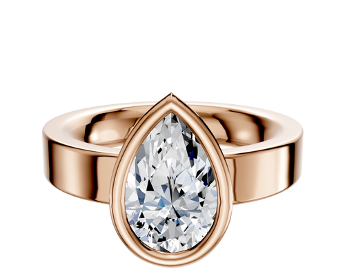 18K Rose Gold Bezel Full Bezel North/South Classic Flat 4.0mm Engagement Ring