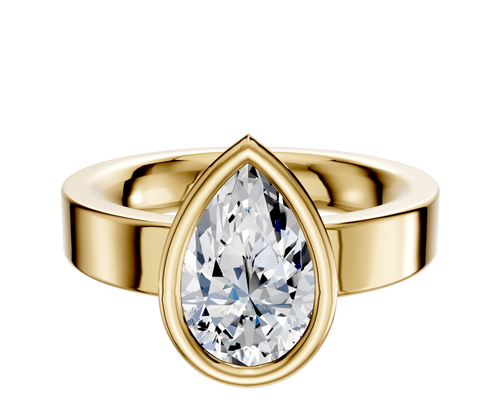 14K Yellow Gold Bezel Full Bezel North/South Classic Flat 4.0mm Engagement Ring
