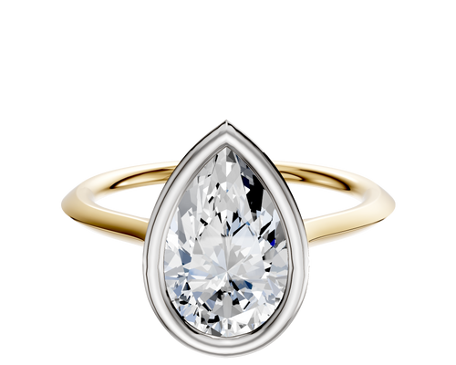 14K Two Tone Bezel Full Bezel North/South Cathedral Knife Edge 1.5mm Engagement Ring