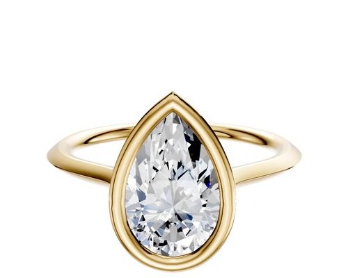 14K Yellow Gold Bezel Full Bezel North/South Cathedral Knife Edge 1.5mm Engagement Ring