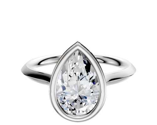 14K White Gold Bezel Full Bezel North/South Cathedral Knife Edge 2.0mm Engagement Ring