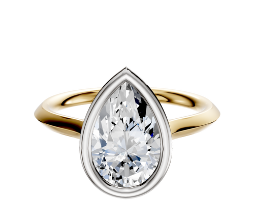 18K Two Tone Bezel Full Bezel North/South Cathedral Knife Edge 2.0mm Engagement Ring