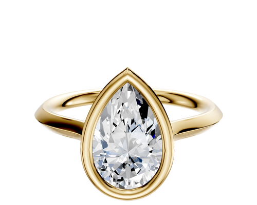 14K Yellow Gold Bezel Full Bezel North/South Cathedral Knife Edge 2.0mm Engagement Ring