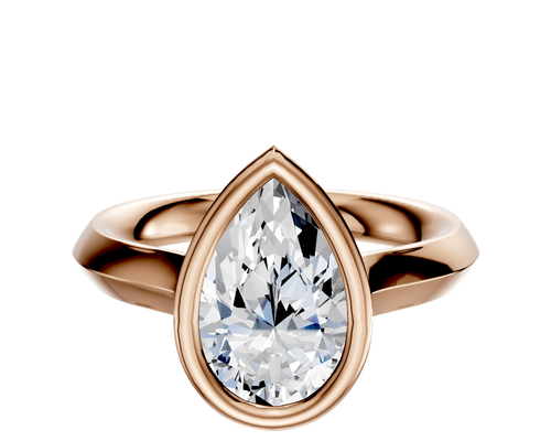 18K Rose Gold Bezel Full Bezel North/South Cathedral Knife Edge 3.0mm Engagement Ring