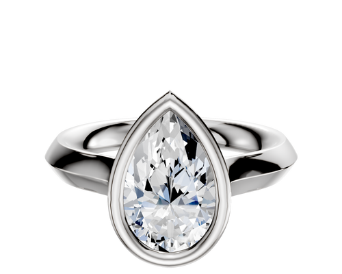 18K White Gold Bezel Full Bezel North/South Cathedral Knife Edge 3.0mm Engagement Ring